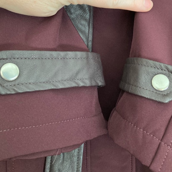 Steve Madden Mid-Length Soft Shell Jacket Burgundy with Defect! Size Medium - Picture 5 of 16
